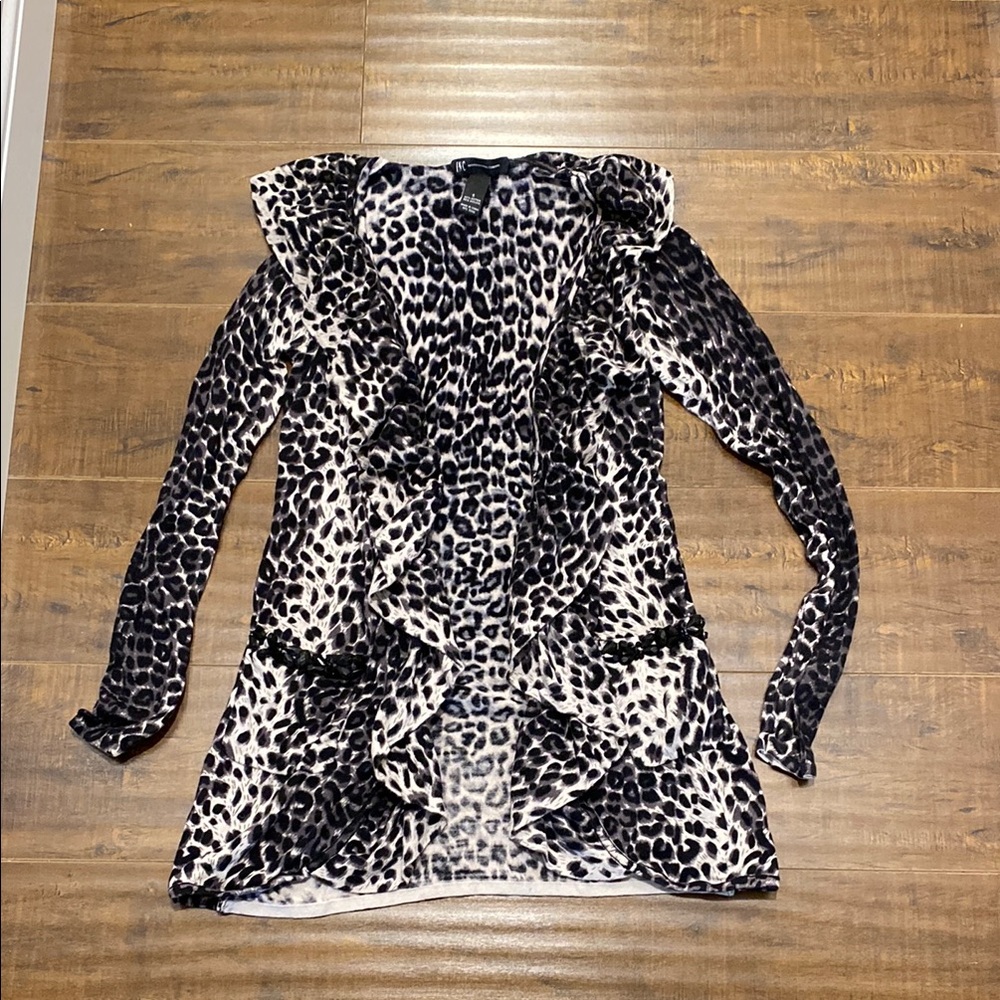 Leopard Print Ruffle Cardigan